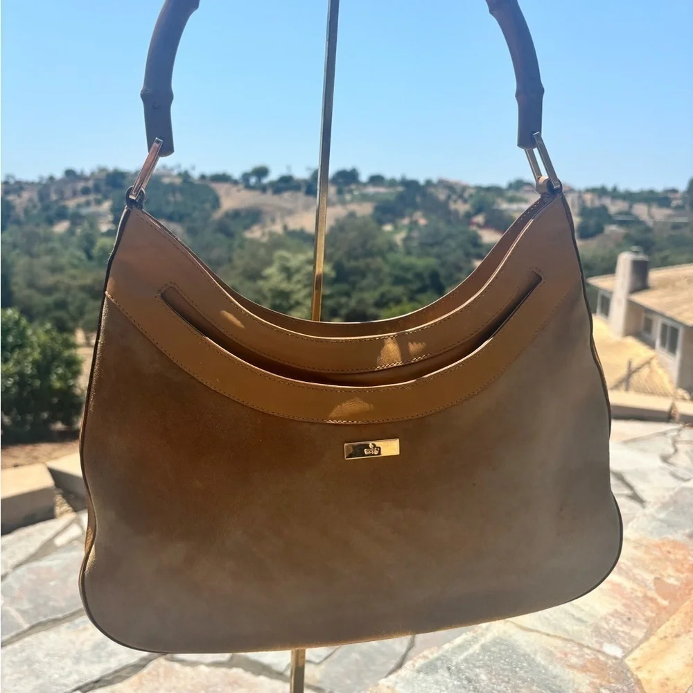 Gucci Brown Bamboo Handle Hobo Bag